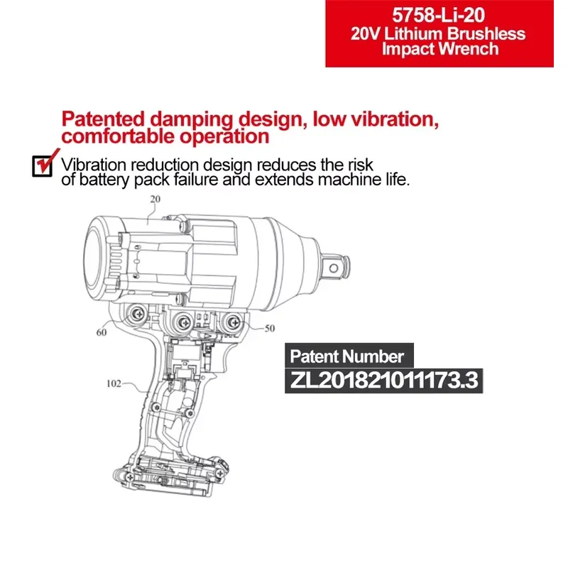 Chave de impacto Devon 20V com - Power Tools Cordless avaliação e preço